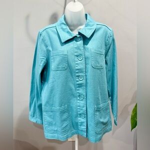 Apple Seeds Aqua Blue Button casual Front Jacket Women's Size PL